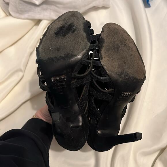 Schutz Yoko Suede Sandal Booties Black size 6 - Picture 7 of 8